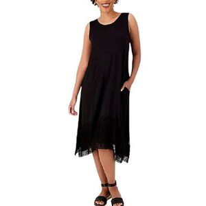 LOGO by Lori Goldstein Rayon 230 Dress w/Broomstick Lace MEDIUM (818)